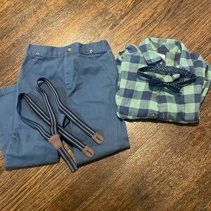 Carters 5T Boy Picture Day Outfit with Pants, Shirt, Suspenders, Bow tie
